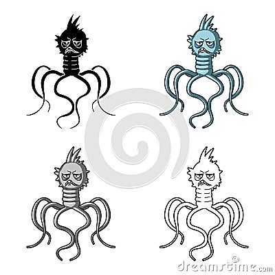 Blue virus icon in cartoon style on white background. Viruses and bacteries symbol stock vector illustration. Vector Illustration