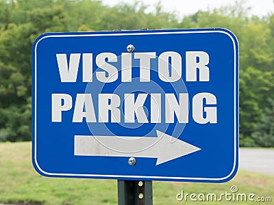 Blue visitor parking sign Stock Photo