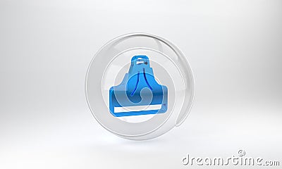 Blue Volcano icon isolated on grey background. Glass circle button. 3D render illustration Cartoon Illustration