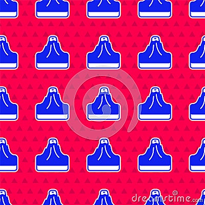 Blue Volcano icon isolated seamless pattern on red background. Vector Vector Illustration