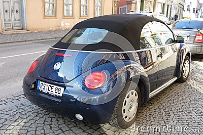 Blue Volkswagen New Beetle cabrio Editorial Stock Photo