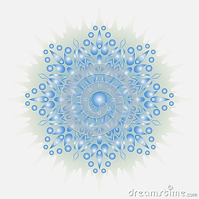 Blue volumetric New Year`s snowflake Vector Illustration