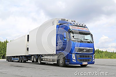 Blue Volvo FH Temperature Controlled Truck Editorial Stock Photo