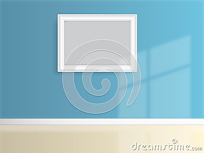 The blue wall has a blank white frame background vector art illustration Vector Illustration