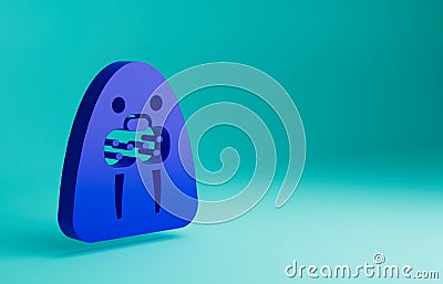 Blue Walrus animal icon isolated on blue background. Minimalism concept. 3D render illustration Cartoon Illustration