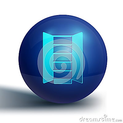 Blue Wardrobe icon isolated on white background. Cupboard sign. Blue circle button. Vector Stock Photo