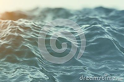 Blue water background with ripples, sea, ocean wave low angle view. Close-up Nature background. Soft focus with Stock Photo