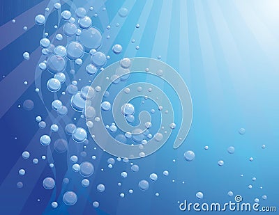 Blue water with bubbles Stock Photo