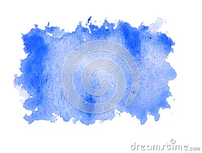 blue water color paint rough square shape texture on white background Stock Photo