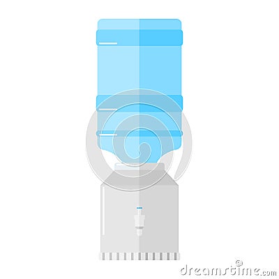 Blue water cooler with levers isolated on white background. Office cooler drink for businessmen and businesswomen Vector Illustration