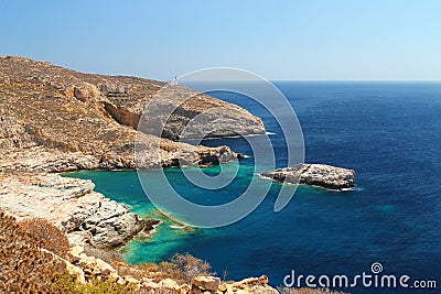 Blue water on the cyclades islands Stock Photo