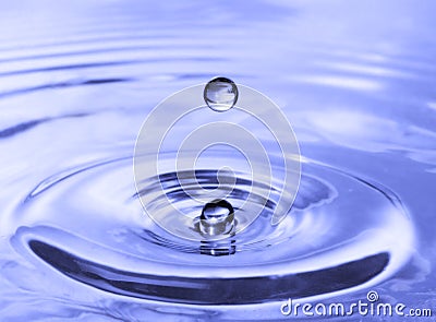 Blue Water Drop Splashing Stock Photo