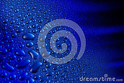 Blue Water Drops Background Stock Photo