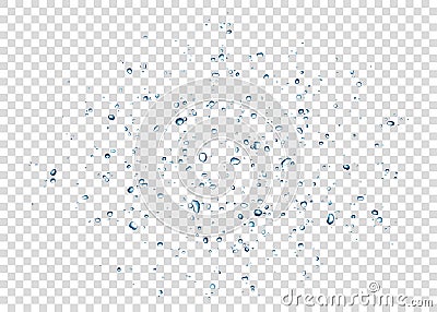 Blue water drops isolated on transparent background. Vector Illustration