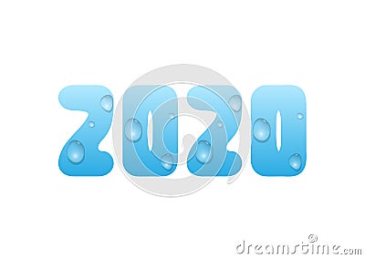 2020 Blue water numbers Vector Illustration