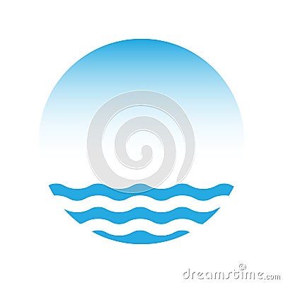 Blue water and sky, vector logo Vector Illustration