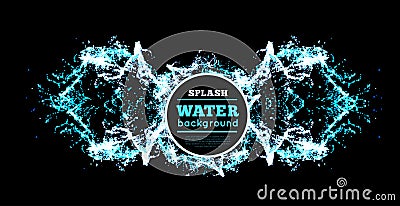 Blue water splash on black Vector Illustration