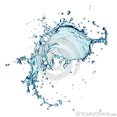 Blue water splash isolated Stock Photo