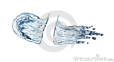 Blue water splash isolated on white background Stock Photo