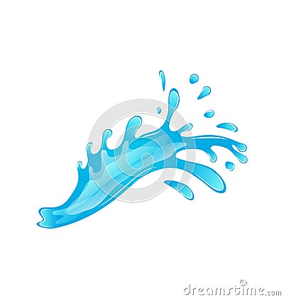 Blue water splash isolated on white background Vector Illustration