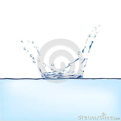 Blue water splash. Spray with drops isolated. 3d illustration vector. Aqua splashing surface background created with gradient mesh Vector Illustration