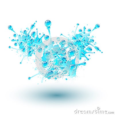 Blue water splash, vector illustration. Vector Illustration