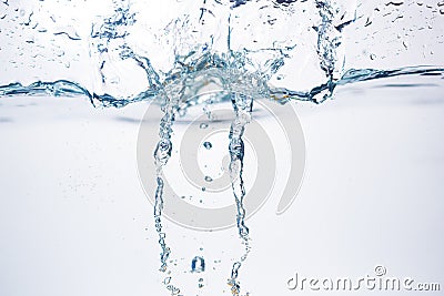 Blue water wave abstract background on white Stock Photo