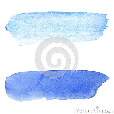 Blue watercolor background. Brush stroke on paper texture. Stock Photo