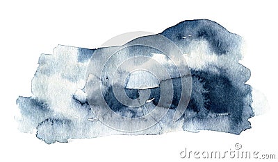 Blue watercolor background. Splash abstract shape drawing. Stock Photo