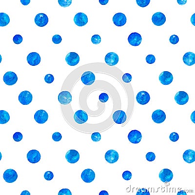 Blue watercolor circles vector seamless pattern Vector Illustration