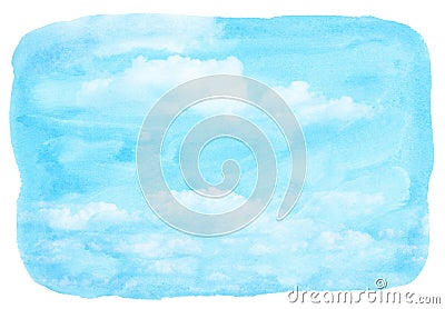 Blue watercolor cloud and sky. Stock Photo