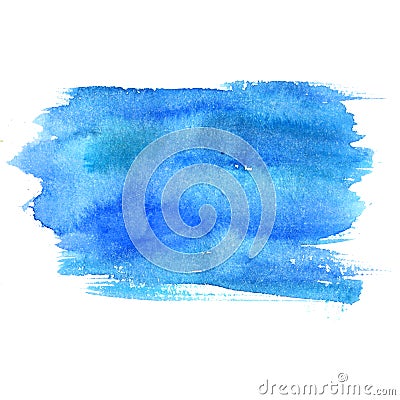 Blue watercolor stain isolated on white background. Artistic paint texture Stock Photo