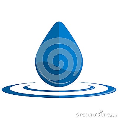 Blue waterdrop symbol isolated on white background Vector Illustration