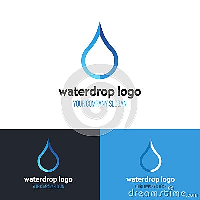 Blue Waterdrop vector logo design with drop. Vector Illustration