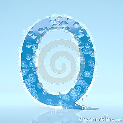 Blue Waterdrops letter Q isolated on light blue background Stock Photo