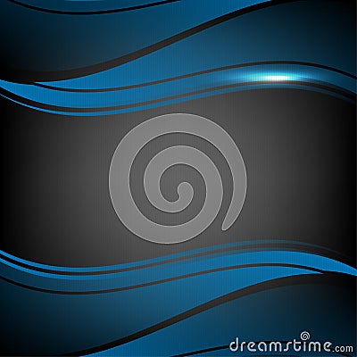 Blue wave design element on dark background abstract vector Vector Illustration