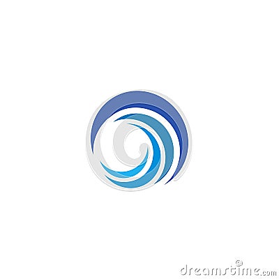 Blue wave logo. Isolated abstract decorative logotype, design element template on white background Vector Illustration