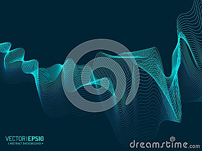 Blue wave vector background for business presentation, brochure or flyer Vector Illustration