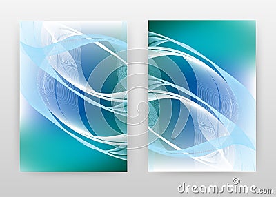 Blue waved lines abstract design of annual report, brochure, flyer, poster. Cyan blue concept background vector illustration for Vector Illustration