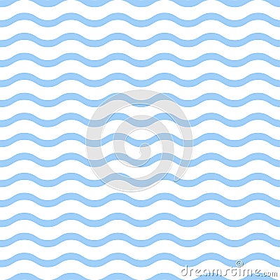 Blue waves on white background seamless pattern. Vector Illustration