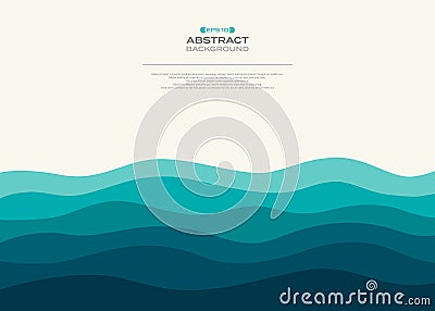 Blue wavy sea background of abstraction. Vector Illustration