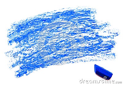 Blue wax crayon isolated on a white Stock Photo