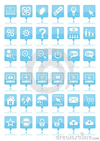 Blue web icons Vector Illustration