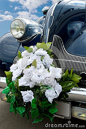 The blue wedding automobile Stock Photo