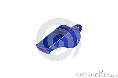 Blue whistle isolated on white background Stock Photo