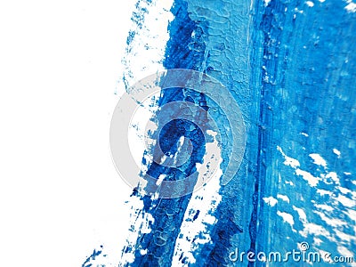 Blue and white acrylic painting texture on white paper background by using rorschach inkblot method. Stock Photo