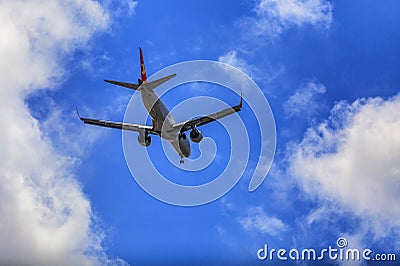 Blue and white aircraft Editorial Stock Photo