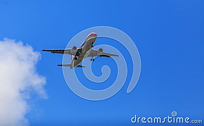 Blue and white aircraft Editorial Stock Photo