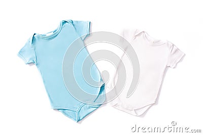 Blue and white baby romper mockup isolated on white background Stock Photo