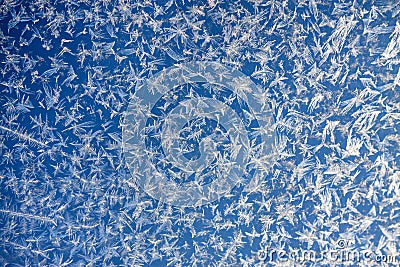 Blue a white background from frosty pattern at a window Stock Photo